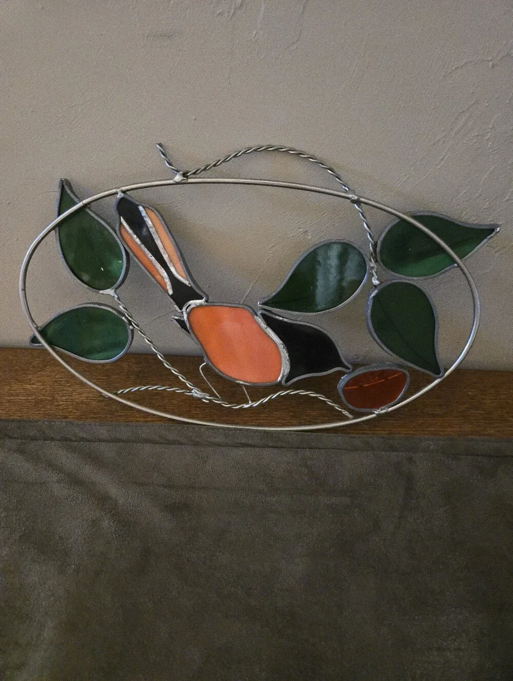 Handmade Stained Glass Oriole Suncatcher - Picture 2 of 3